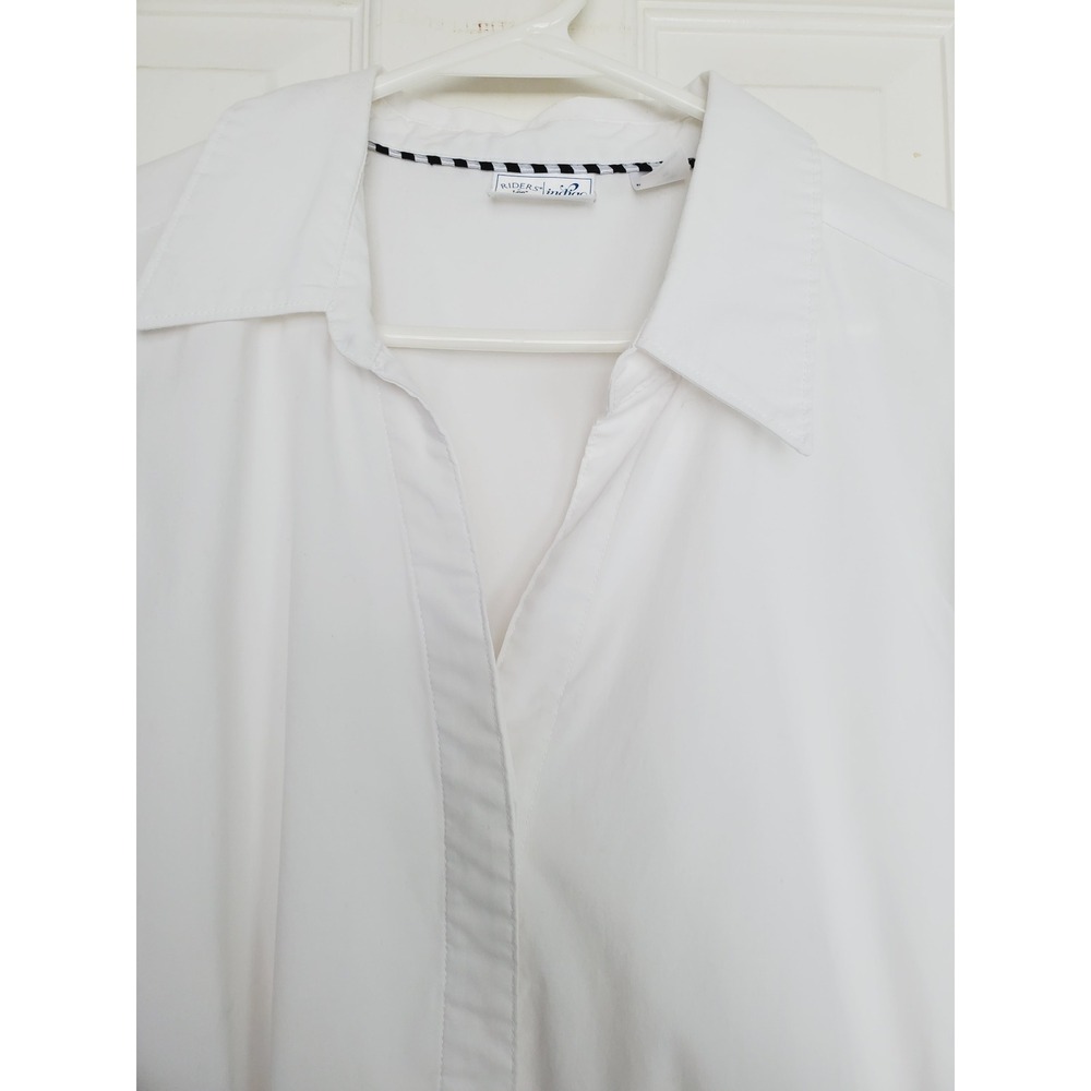 Riders by Lee Button Up Shirt White Easy Care Stretch Office Blouse 2X